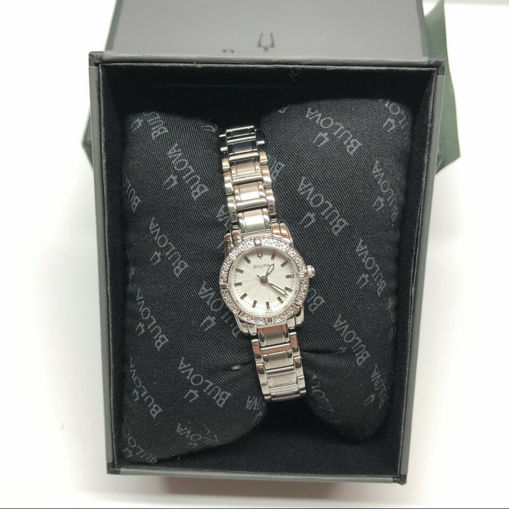 Womens Bulova diamond accent stainless steel watch